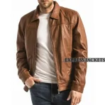 Brown-Shirt-Collar-Leather-Jacket
