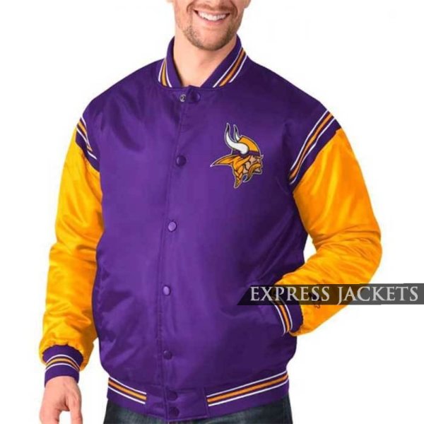 Minnesota Vikings Bomber Satin Varsity Jacket