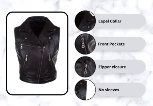 women-black-leather-biker-vest