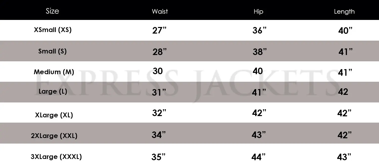 Women's Pant Size Chart
