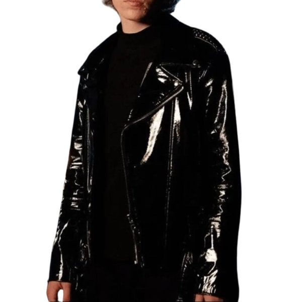 the-kid-laroi-selfish-shiny-black-motorcycle-leather-jacket