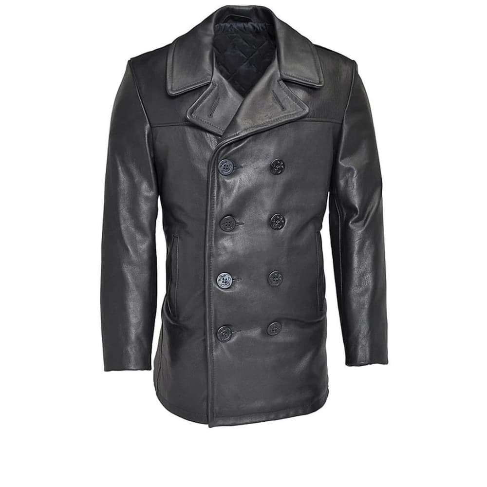 mens-leather-pea-coat