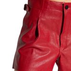 ladies-leather-red-shorts