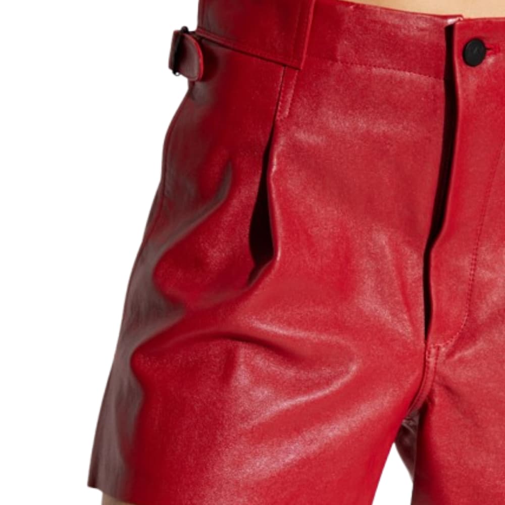 ladies-leather-red-shorts