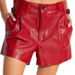 women-red-leather-shorts