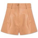 women-tan-brown-leather-shorts